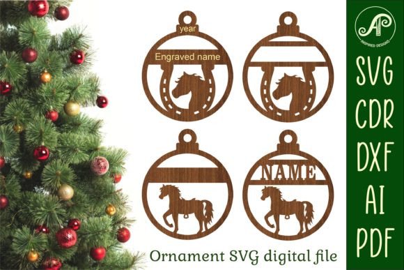 Download Horse Christmas Ornaments, 2 Designs SVG - Christmas Collection