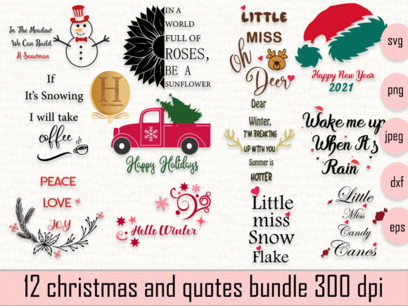 Download 12 Christmas Svg Bundle and Quotes - Christmas Collection