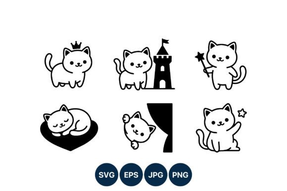 Download Cute Black and White Cat Vector Art - Black and white cat Collection