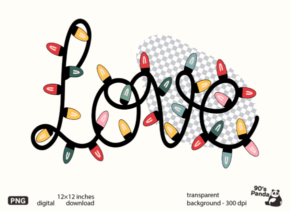 Download Christmas Lights - Love PNG Design - Christmas Collection