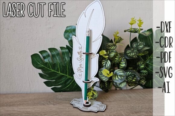 Download Pen Holder Feather SVG Laser Cut File - Holder Collection