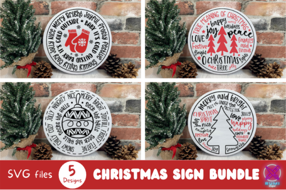 Download Christmas Round Sign Bundle, Svg Design - Christmas Collection