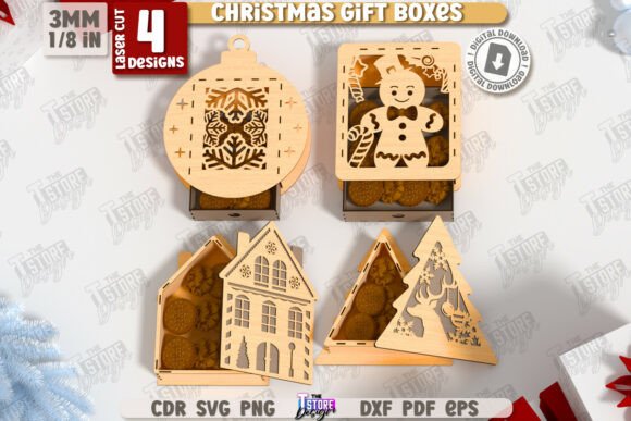 Download Christmas Gift Boxes Laser Cut Bundle - Christmas Collection