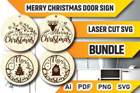 Download Merry Christmas Door Sign Bundle SVG - Christmas Collection