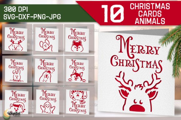 Download Christmas Cards Animals Bundle. Xmas SVG - Christmas Collection