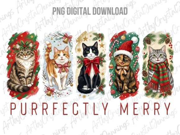 Download Purrfectly Merry Christmas Cats PNG - Christmas Collection