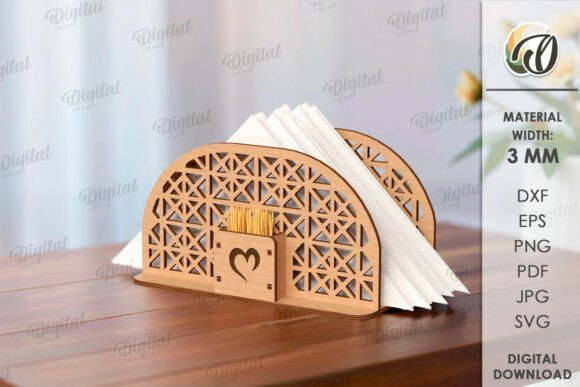 Download Napkin Holder with Toothpick Laser Cut - Holder Collection