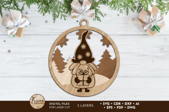 Download Christmas Gnome Ornament, Wood Cut and P - Christmas Collection
