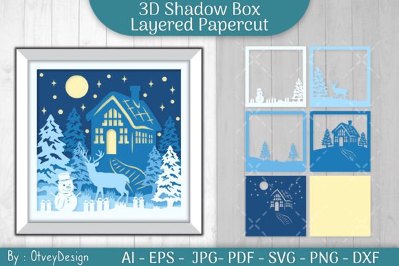 Download Christmas House Scene 3D Shadow Box - Christmas Collection