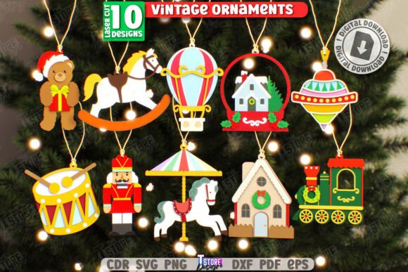 Download Vintage Christmas Ornaments Laser Bundle - Christmas Collection