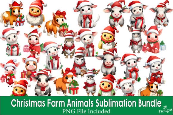 Download Christmas Farm Animals Sublimation PNG B - Christmas Collection