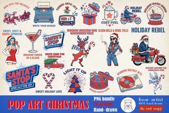 Download Pop Art Christmas Sublimation PNG Bundle - Christmas Collection