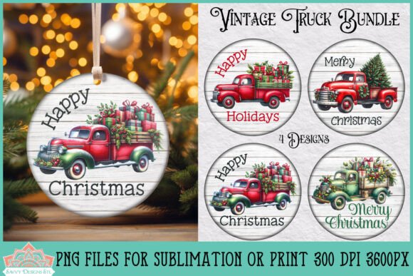Download Vintage Truck Christmas Rounds Bundle - Christmas Collection