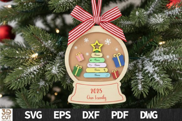 Download Family Christmas Tree Globe Ornament SVG - Christmas Collection