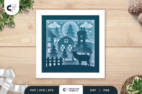 Download 3D Shadow Box Reindeer Christmas Church - Christmas Collection