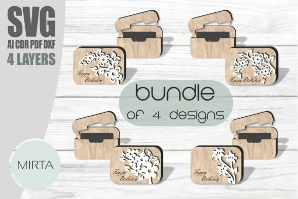 Download Floral Gift Card Holder Bundle Svg Laser - Holder Collection