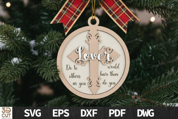 Download Love Cross Christmas Ornament SVG - Christmas Collection