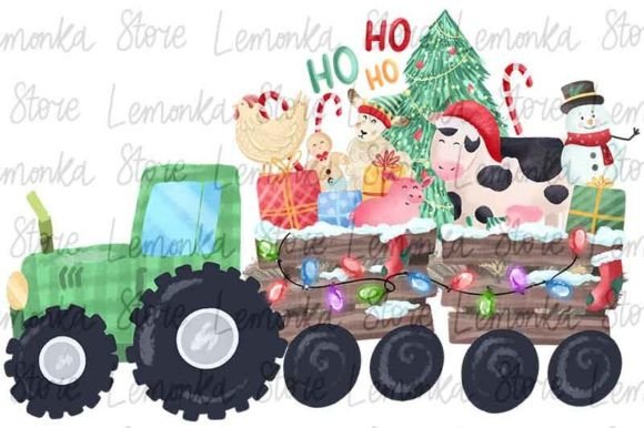 Download Christmas Farm Animals Tractor Png - Christmas Collection