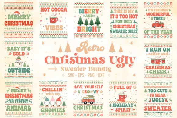 Download Retro Christmas Ugly Sweater SVG Bundle - Christmas Collection