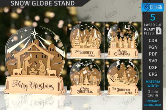 Download Christmas Snow Globe Stand Laser Cut Set - Christmas Collection