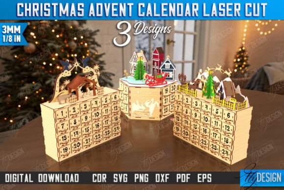 Download Christmas Advent Calendar Laser Cut Set - Christmas Collection