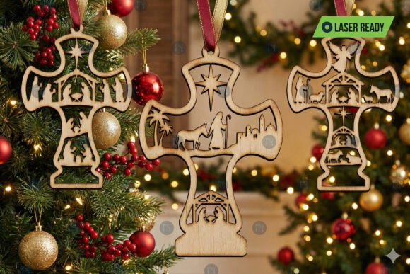 Download Nativity Cross Christmas Ornament Bundle - Christmas Collection