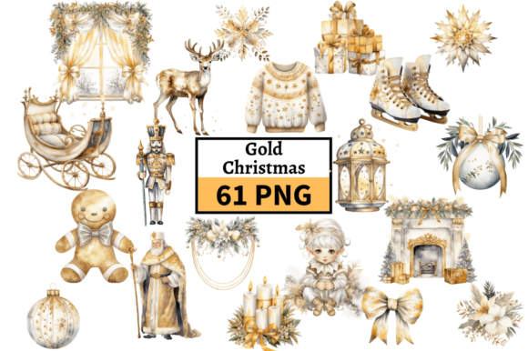 Download Gold Christmas Illustrations Clipart PNG - Christmas Collection