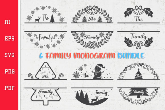 Download Christmas Family Monogram Bundle SVG - Christmas Collection