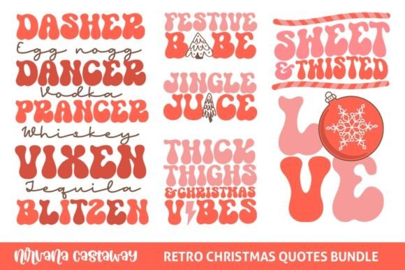 Download Retro Christmas Sayings Quotes Bundle - Christmas Collection