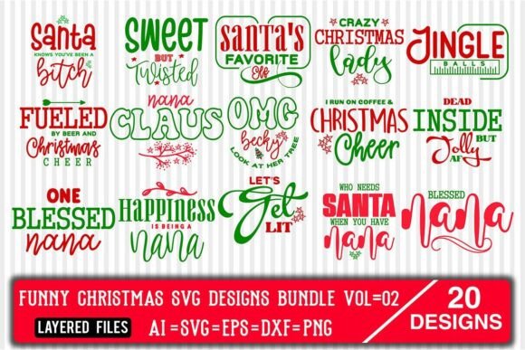Download Funny Christmas SVG Designs Bundle Vol.2 - Christmas Collection