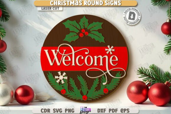 Download Christmas Round Sign Laser Cut | Winter - Christmas Collection