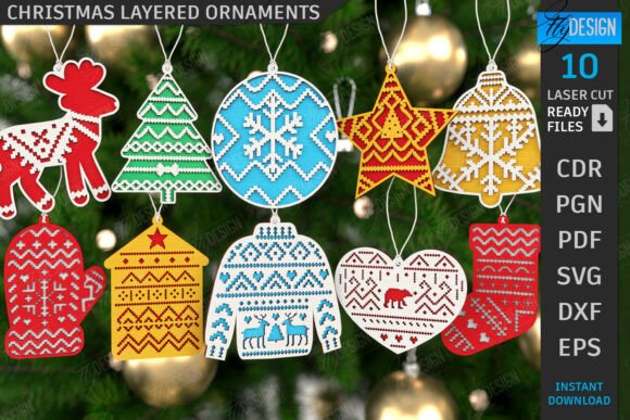 Download Christmas Ornaments Laser Cut Bundle - Christmas Collection