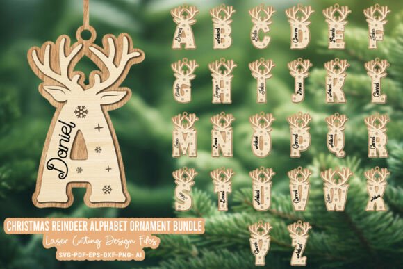 Download Reindeer Alphabet Christmas Ornament SVG - Christmas Collection