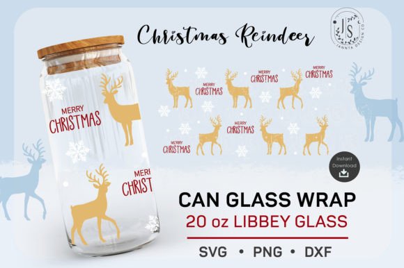 Download Reindeer SVG, 20oz Can Glass, Christmas - Christmas Collection