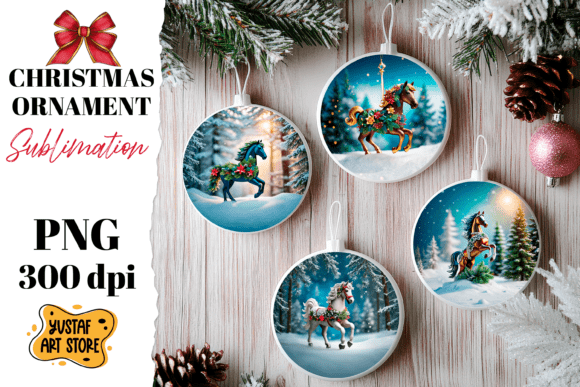 Download Christmas Horse Ornament Sublimation. - Christmas Collection
