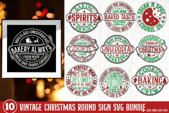 Download Vintage Christmas Round Sign Bundle - Christmas Collection