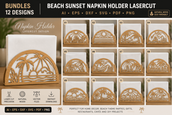 Download Beach Sunset Napkin Holder Lasercut - Holder Collection