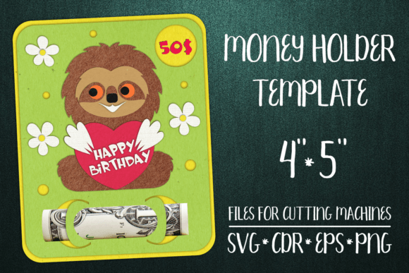 Download Sloth Birthday Card | Money Holder Templ - Holder Collection
