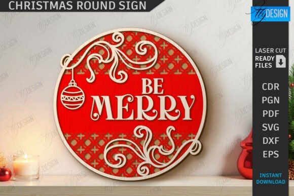 Download Christmas Round Sign Laser Cut | Winter - Christmas Collection