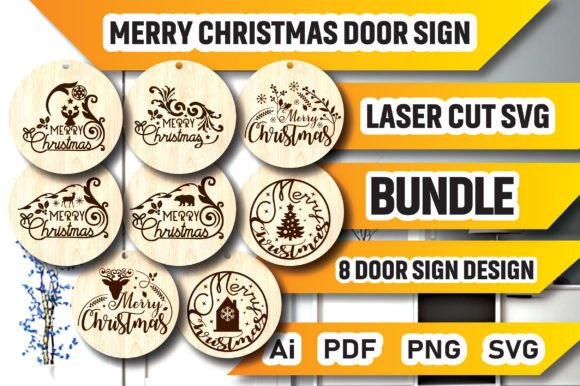 Download Merry Christmas Door Sign Bundle SVG - Christmas Collection