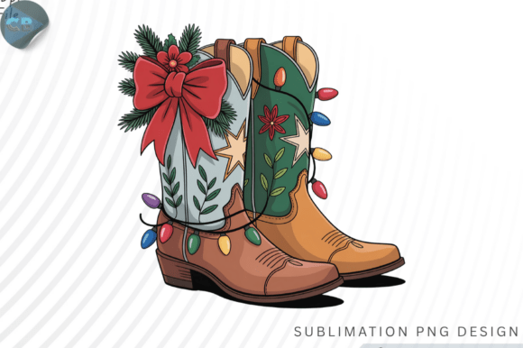 Download Christmas Cowboy Boots Coquette Bow PNG - Christmas Collection