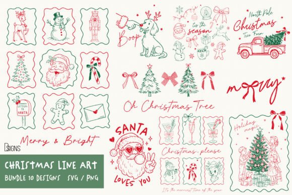 Download Christmas Svg Png Line Art Bundle - Christmas Collection