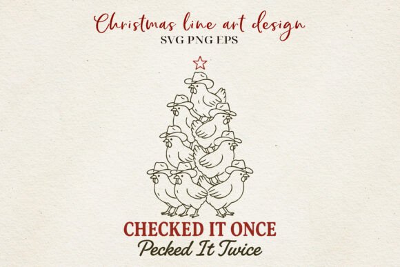 Download Chicken Christmas Line Art | Farm SVG - Christmas Collection