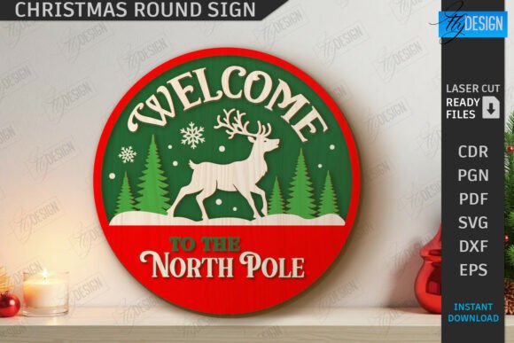 Download Christmas Round Sign Laser Cut | Winter - Christmas Collection