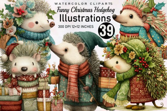 Download Funny Christmas Hedgehog Clipart - Christmas Collection