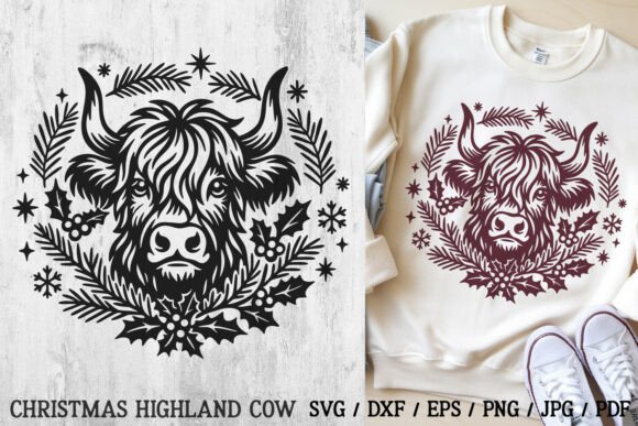 Download Christmas Highland Cow SVG Cut File - Christmas Collection
