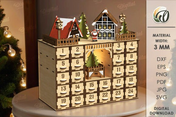 Download 3D Christmas Advent Calendar Laser Cut - Christmas Collection