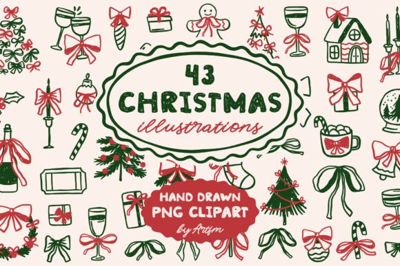 Download 43 Whimsical Christmas Illustrations PNG - Christmas Collection