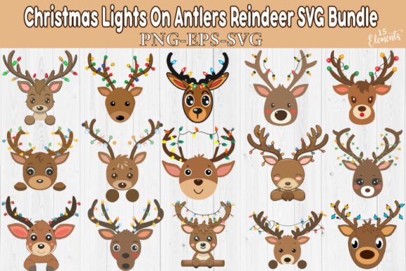 Download Christmas Lights on Antlers Reindeer SVG - Christmas Collection
