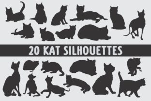 Download 20 Different Black and White Cat Silhouettes - Black and white cat Collection